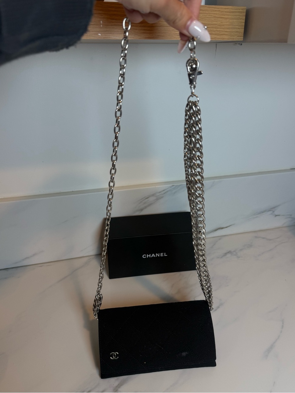 Chanel black quilted sunglasses case